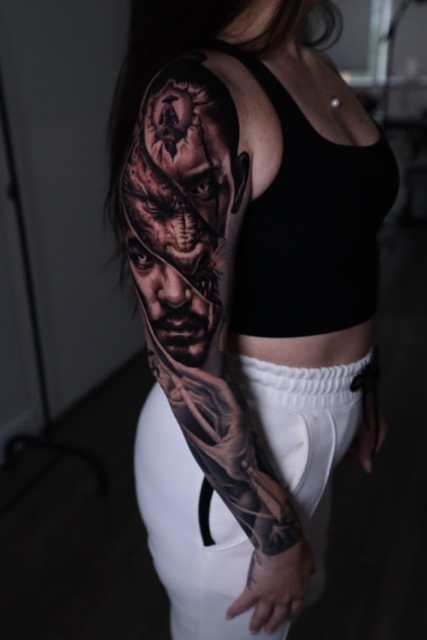 Dragon & Face Arm Sleeve